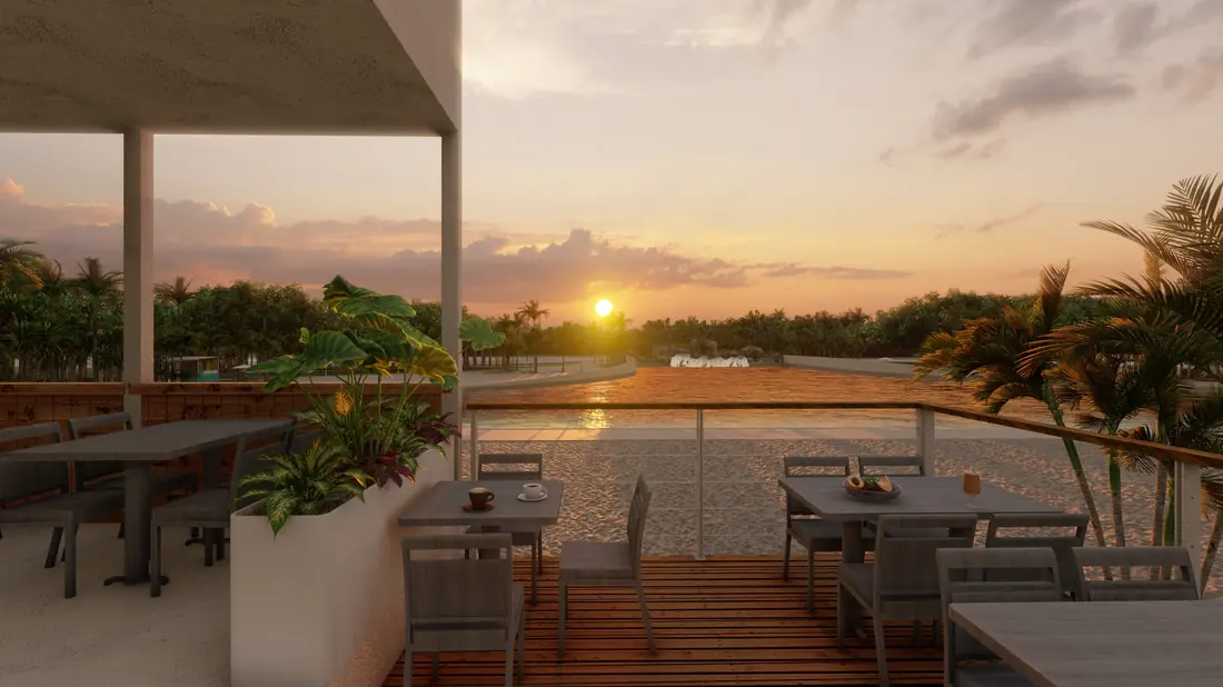Imagen ilustrativa de una terraza con vista a la laguna